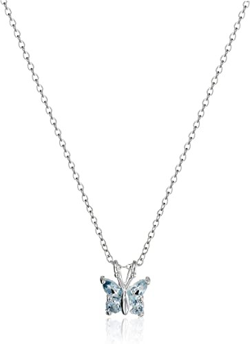 Sterling Silver Gemstone Butterfly Pendant Necklace, 18"